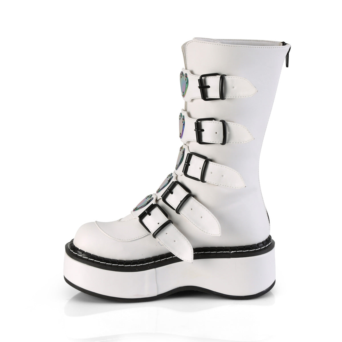 EMILY-330 Demonia White Vegan Leather Women's Mid-Calf & Knee High Boots [Alternative Footwear]
