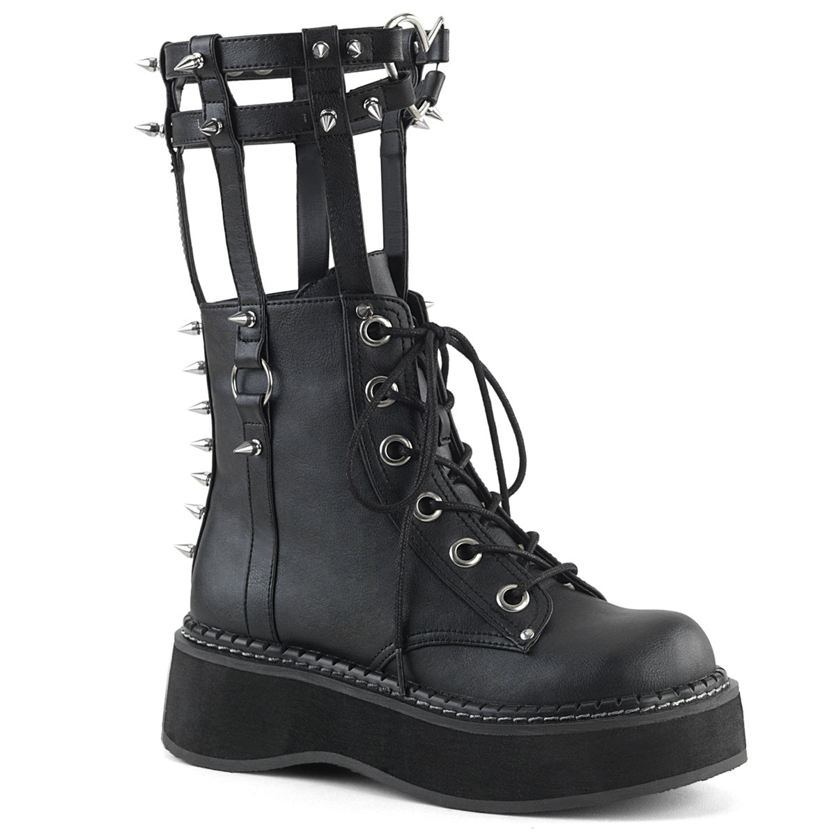 EMILY-357 Alternative Footwear Demonia Women's Mid-Calf & Knee High Boots Blk Vegan Leather