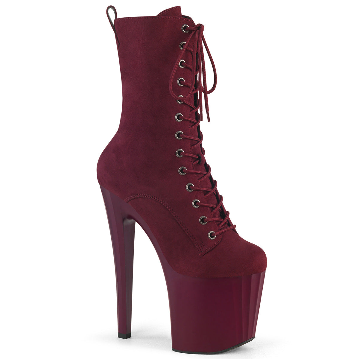 ENCHANT-1040 Strippers Heels Pleaser Platforms (Exotic Dancing) Burgundy Faux Suede/Burgundy Matte