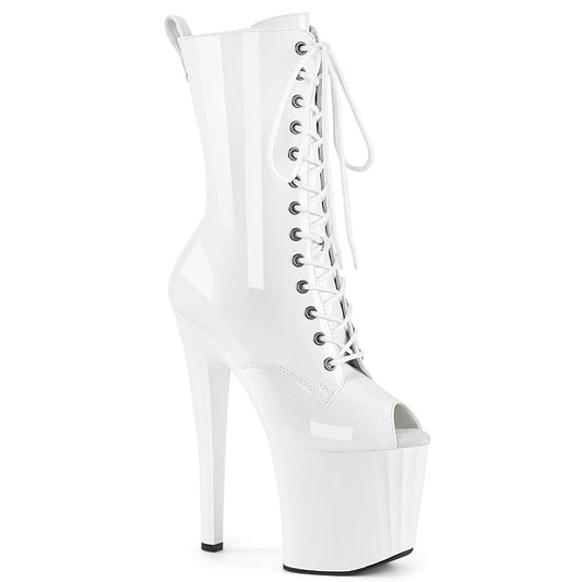 ENCHANT-1041 Strippers Heels Pleaser Platforms (Exotic Dancing) Wht Pat/Wht