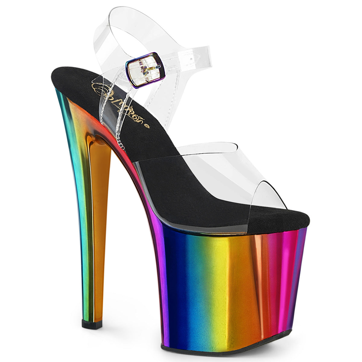 ENCHANT-708RC Strippers Heels Pleaser Platforms (Exotic Dancing) Clr/Rainbow Chrome