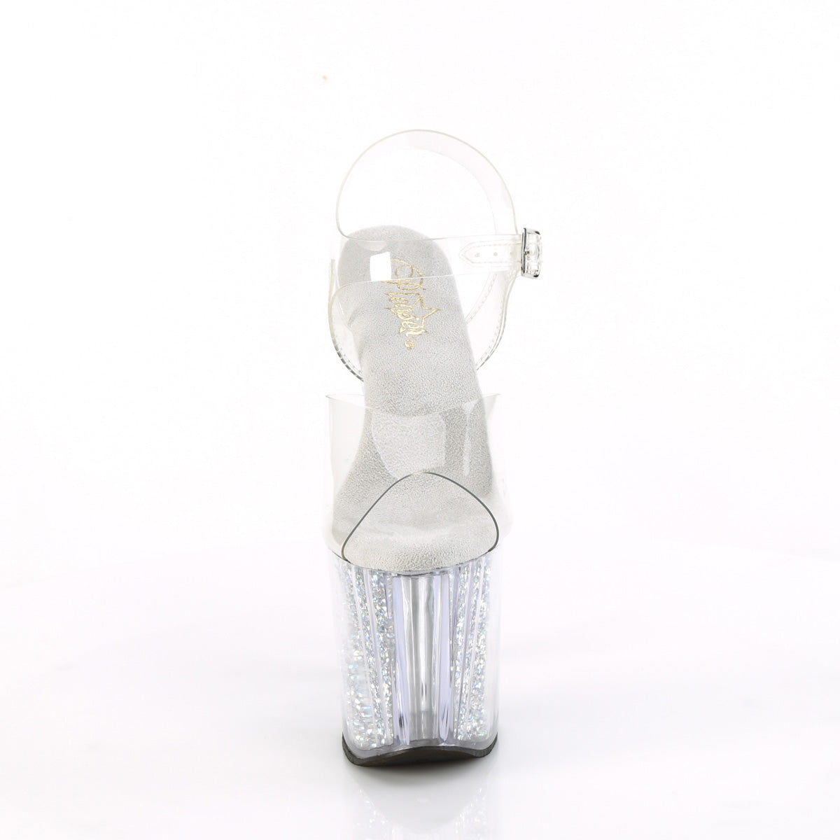 ENCHANT-708RSI Pleaser Transparent Clear-Silver AB Rhinestones Platform Shoes [Exotic Dancing Shoes]