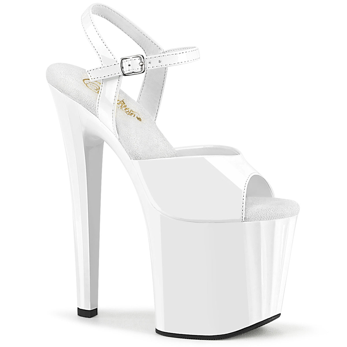 ENCHANT-709 Strippers Heels Pleaser Platforms (Exotic Dancing) Wht Pat/Wht