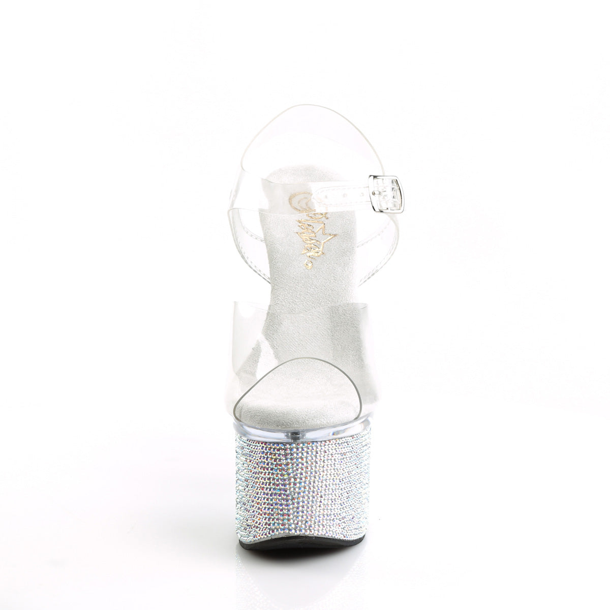 ESTEEM-708DM Pleaser Transparent Clear-Silver AB Rhinestones Platform Shoes [Exotic Dancing Shoes]