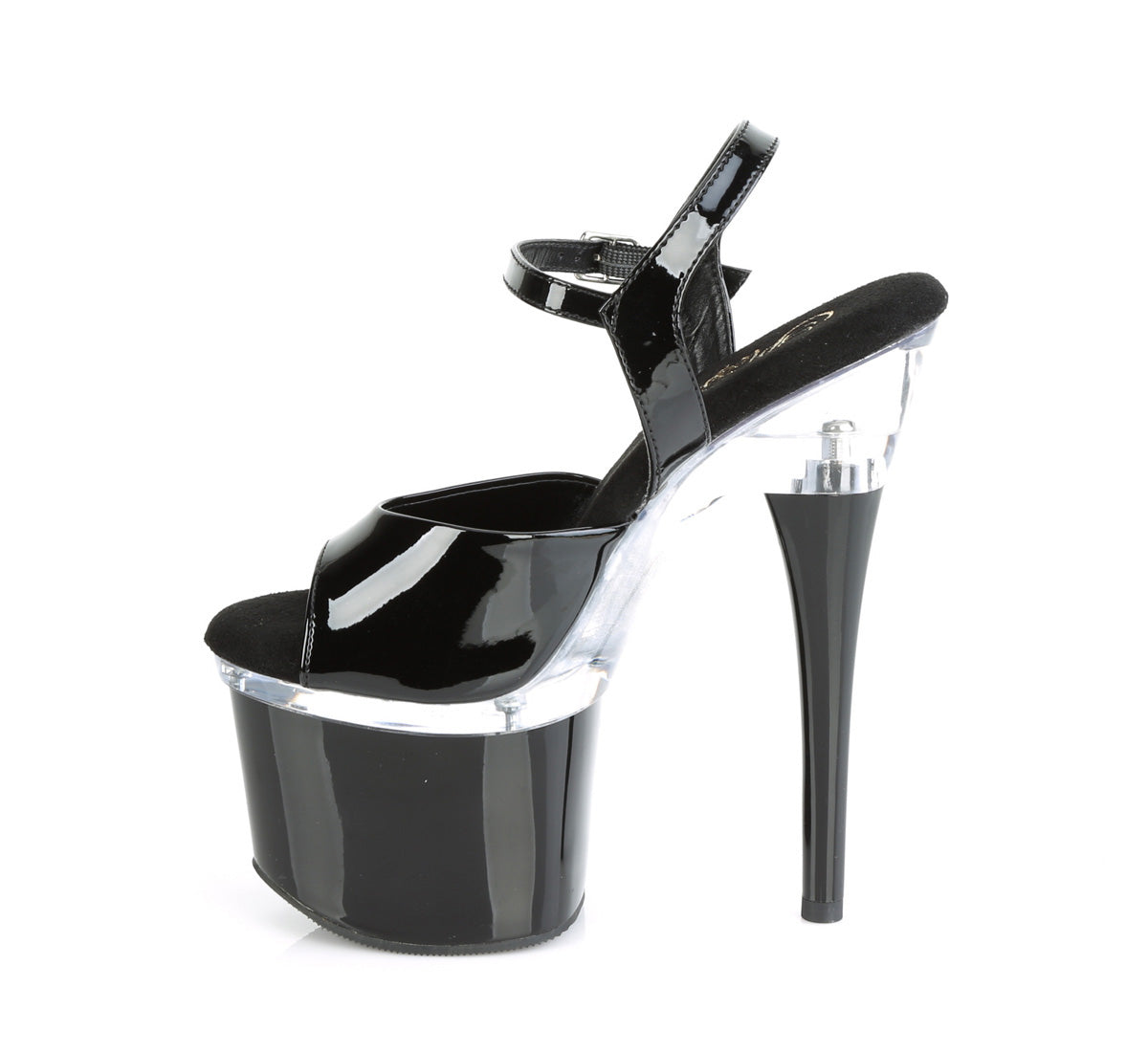 ESTEEM-709 Pleaser Black Patent/Clear-Black Platform Shoes [Exotic Dancing Shoes]