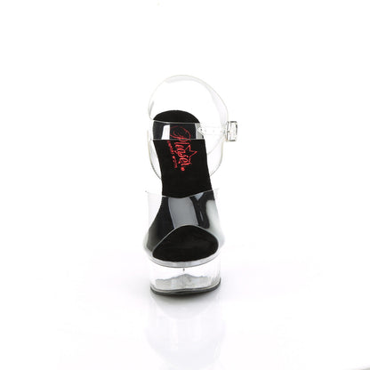 EXCITE-608 Pleaser Clear/Black Sexy Platform Shoes (Pole Dancing Heels)