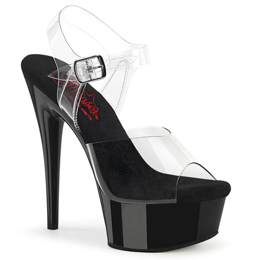 EXCITE-608 Pleaser Clear/Black Platform Shoes [Exotic Dancing Shoes]