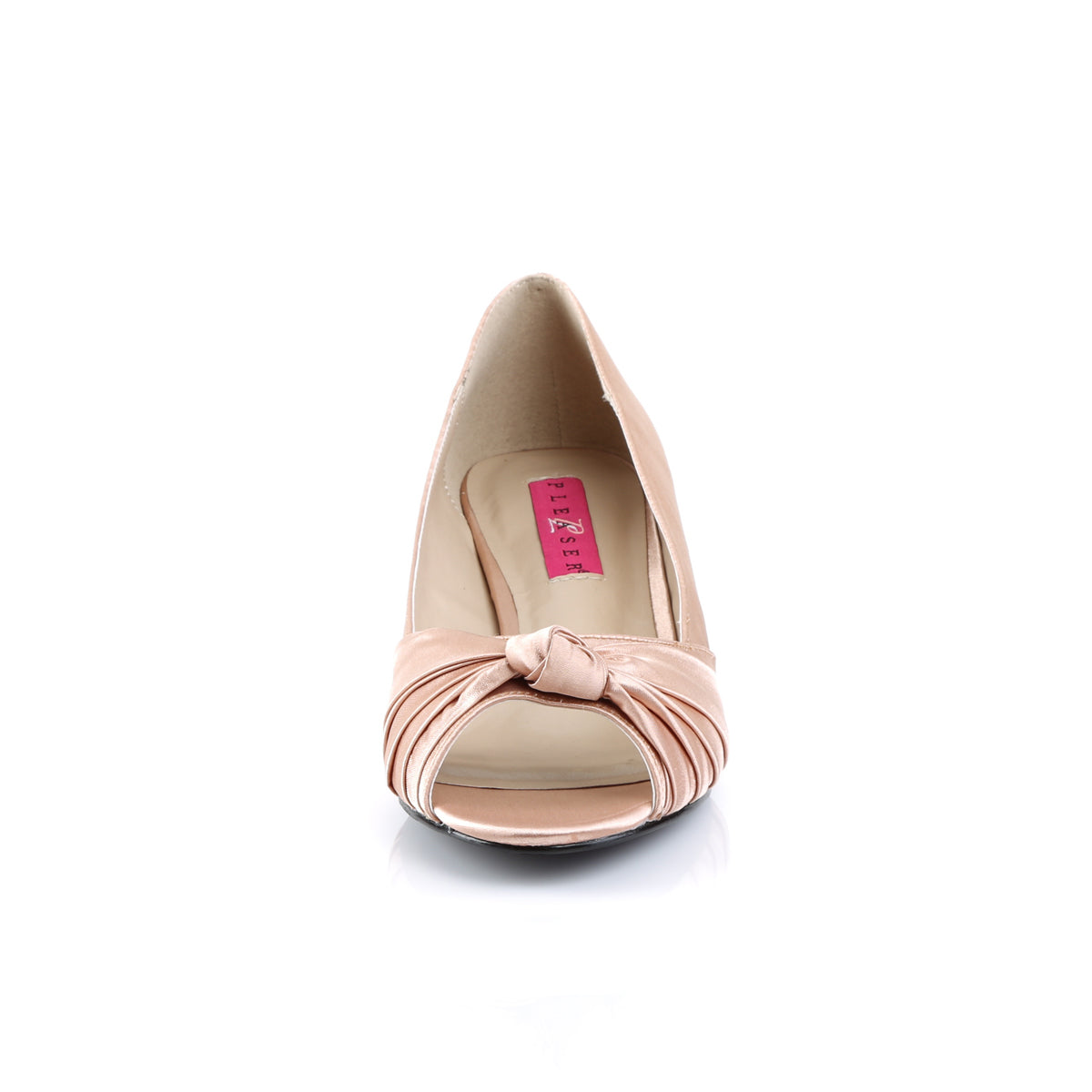 FAB-422 Large Size Ladies Shoes Pleaser Pink Label Single Soles Blush Satin