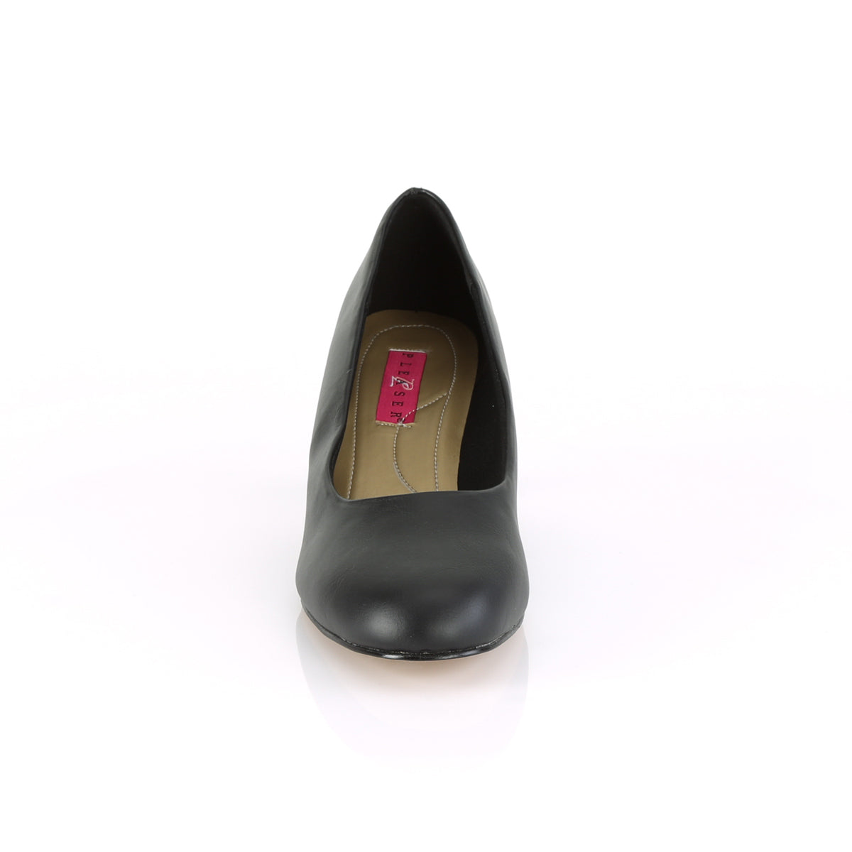 FEFE-01 Large Size Ladies Shoes Pleaser Pink Label Single Soles Black Faux Leather
