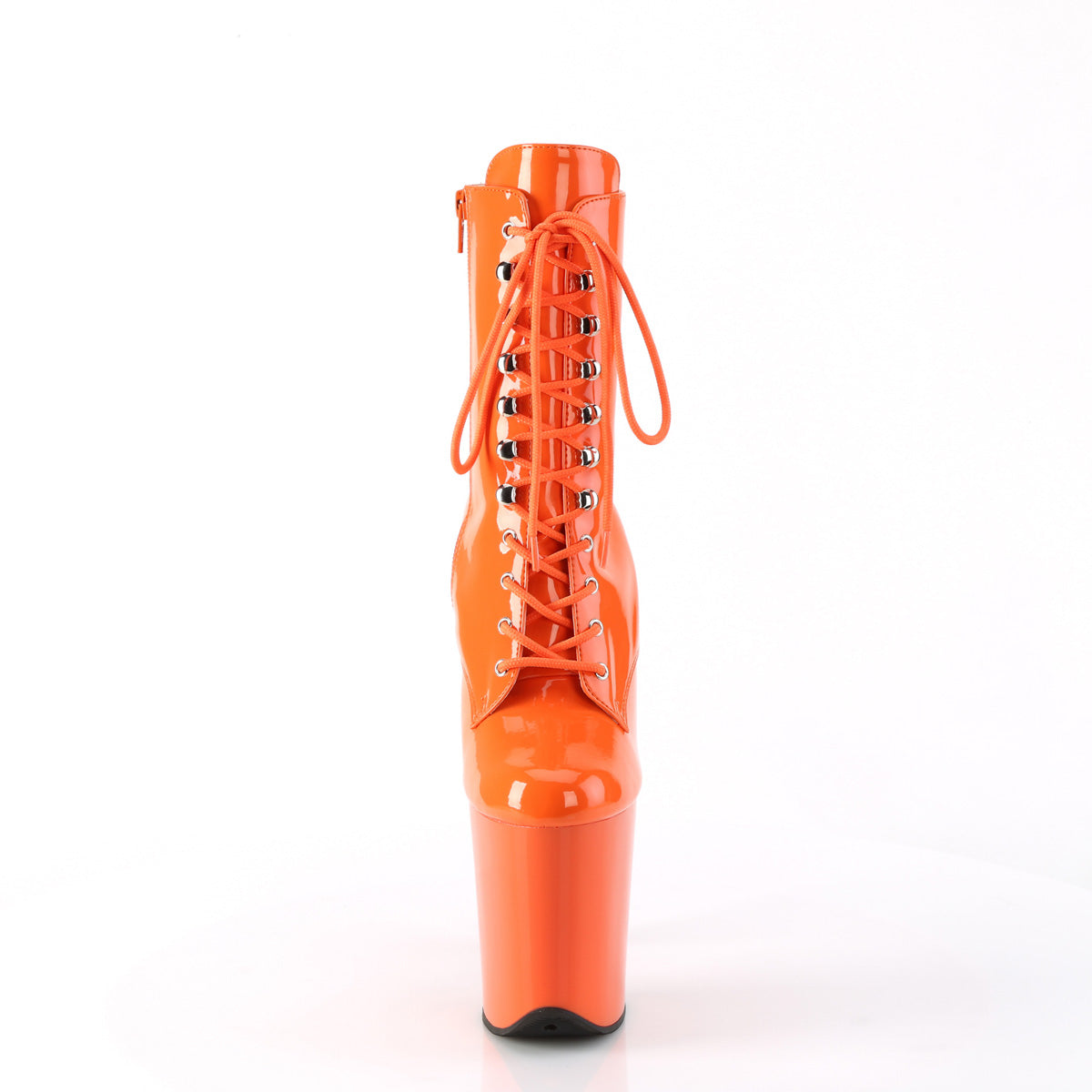 FLAMINGO-1020 Pleaser Orange Patent/Orange Platform Shoes [Pole Dancing Ankle Boots]