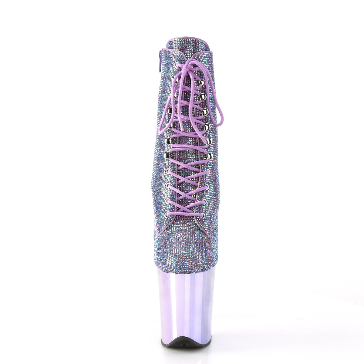 FLAMINGO-1020CHRS Pleaser Lavender Multi Rhinestones/Lavender Chrome Platform Shoes [Pole Dancing Ankle Boots]