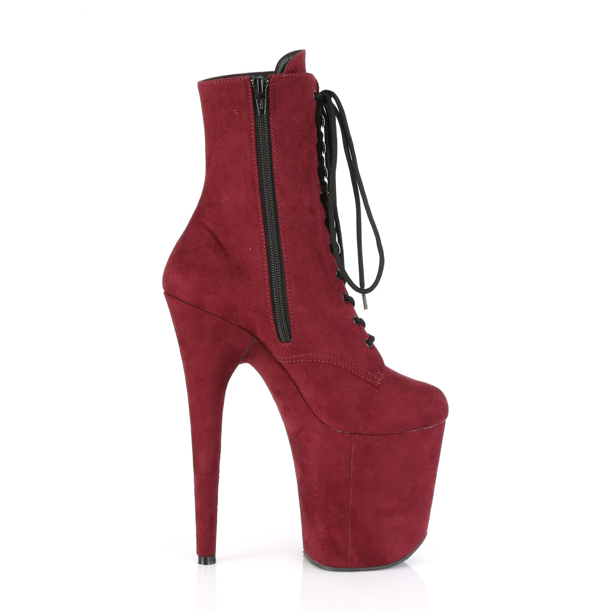 FLAMINGO-1020FS Pleaser Burgundy Faux Suede/Burgundy Faux Suede Platform Shoes [Pole Dancing Ankle Boots]