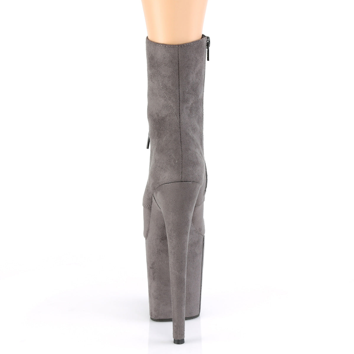 FLAMINGO-1020FS Pleaser Grey Faux Suede/Grey Faux Suede Platform Shoes [Pole Dancing Ankle Boots]