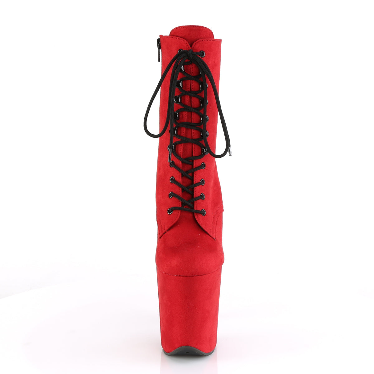 FLAMINGO-1020FS Pleaser Red Faux Suede/Red Faux Suede Platform Shoes [Pole Dancing Ankle Boots]