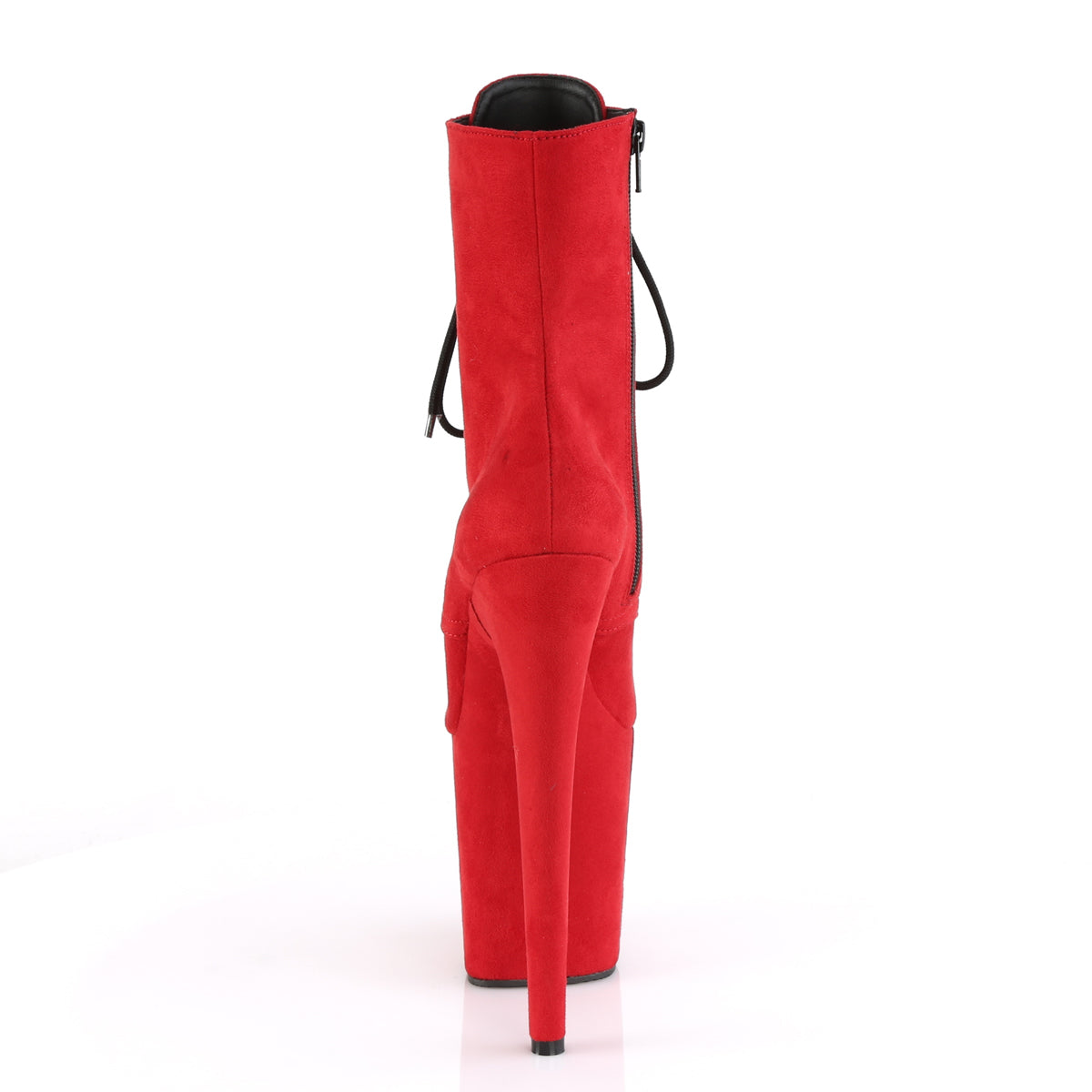 FLAMINGO-1020FS Pleaser Red Faux Suede/Red Faux Suede Platform Shoes [Pole Dancing Ankle Boots]