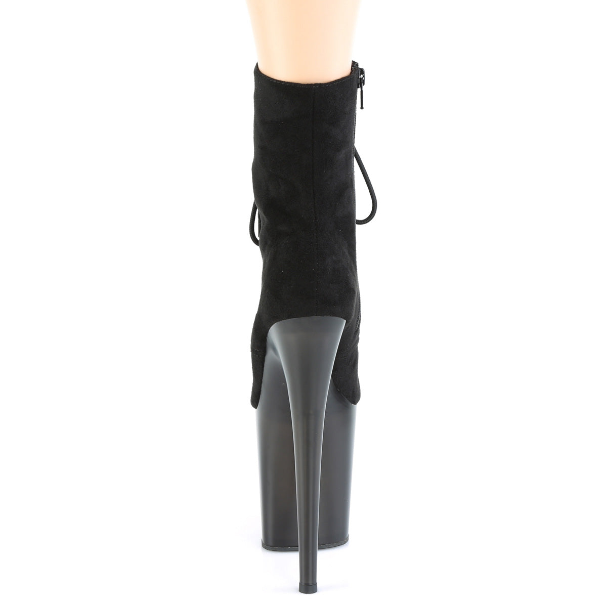 FLAMINGO-1020FST Pleaser Black Faux Suede/Frosted Black Platform Shoes [Pole Dancing Ankle Boots]