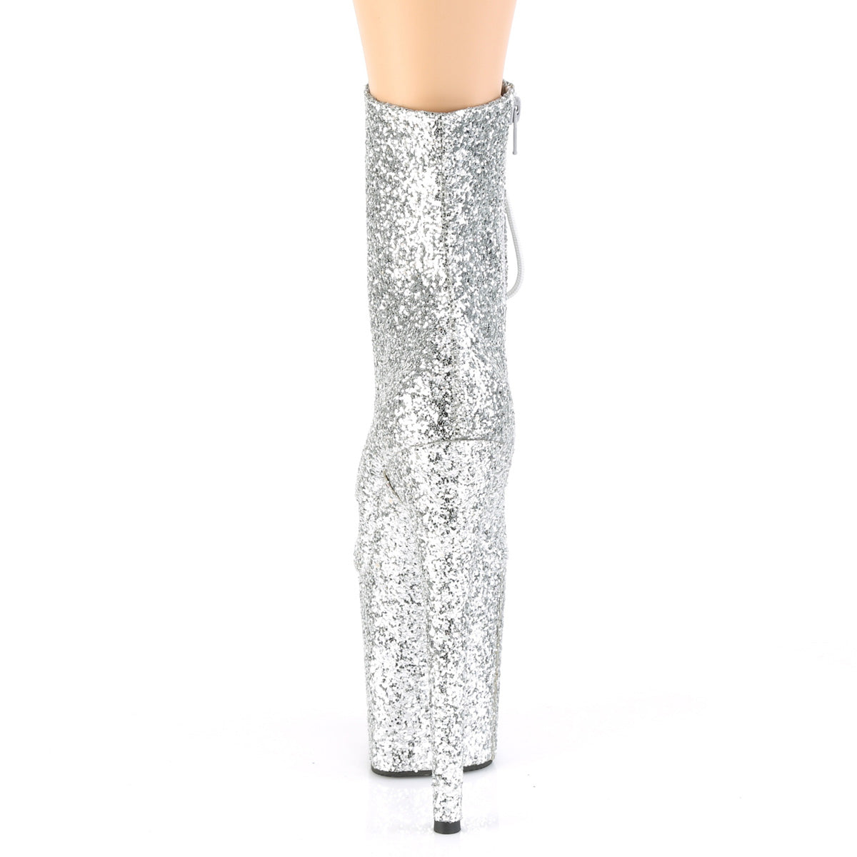 FLAMINGO-1020GWR Pleaser Silver Glitter/Silver Glitter Platform Shoes [Pole Dancing Ankle Boots]