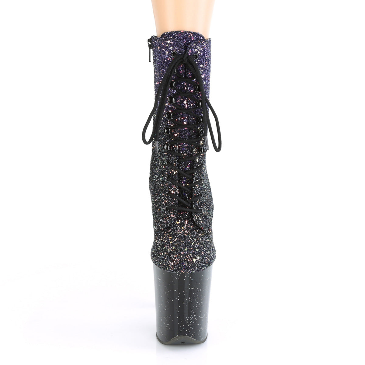 FLAMINGO-1020OMBG Pleaser Purple Multi Glitter/Black Platform Shoes [Sexy Ankle Boots]