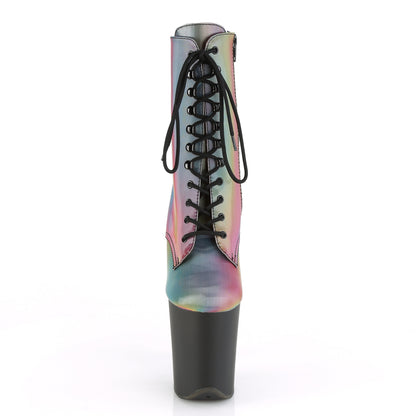 FLAMINGO-1020REFL Pleaser Rainbow Reflective/Black Matte Sexy Platform Shoes (Pole Dancing Heels)
