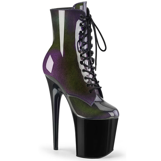 FLAMINGO-1020SHG Strippers Heels Pleaser Platforms (Exotic Dancing) Purple-Olive/Blk