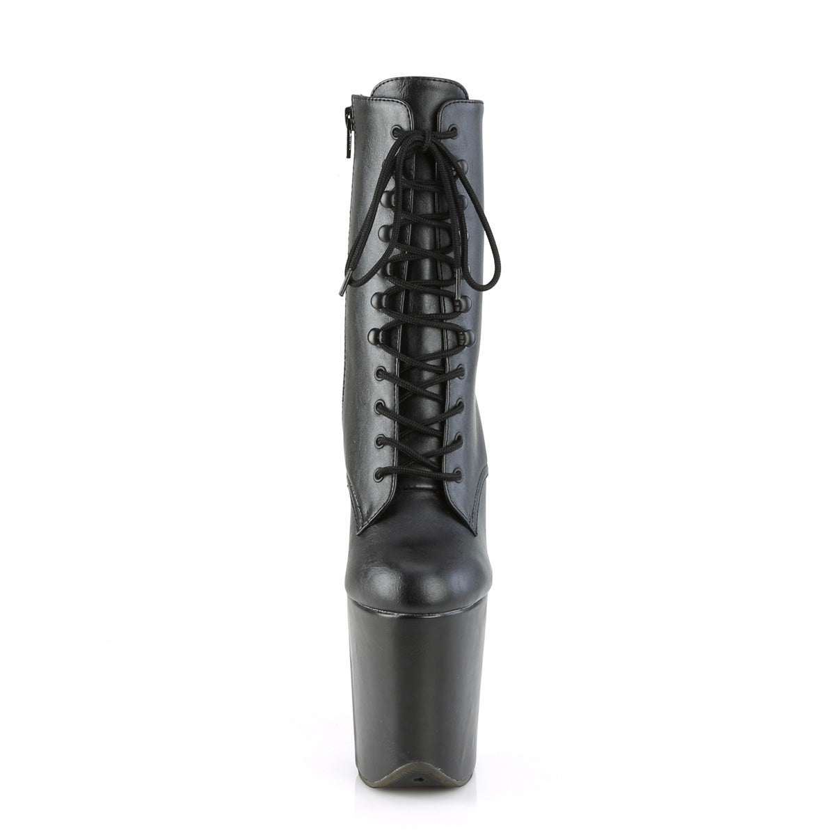 FLAMINGO-1020WR Pleaser Black Faux Leather/Black Faux Leather Platform Shoes [Pole Dancing Ankle Boots]