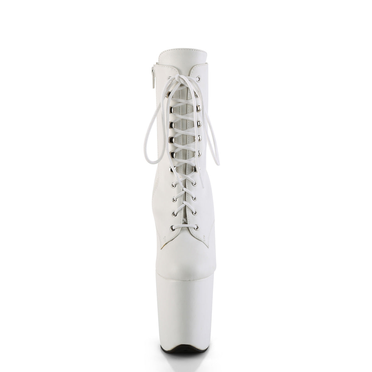 FLAMINGO-1020WR Pleaser White Faux Leather/White Faux Leather Platform Shoes [Pole Dancing Ankle Boots]