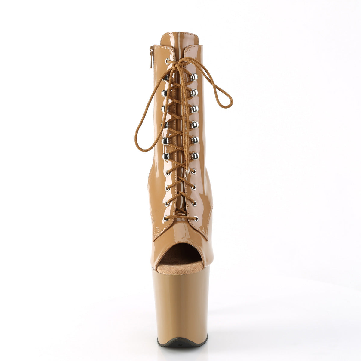 FLAMINGO-1021 Pleaser Toffee Patent/Toffee Platform Shoes [Pole Dancing Ankle Boots]