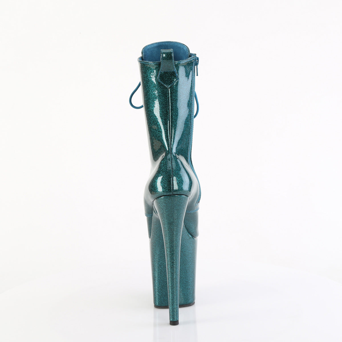 FLAMINGO-1040GP Pleaser Teal Glitter Patent Platform Shoes [Pole Dancing Ankle Boots]