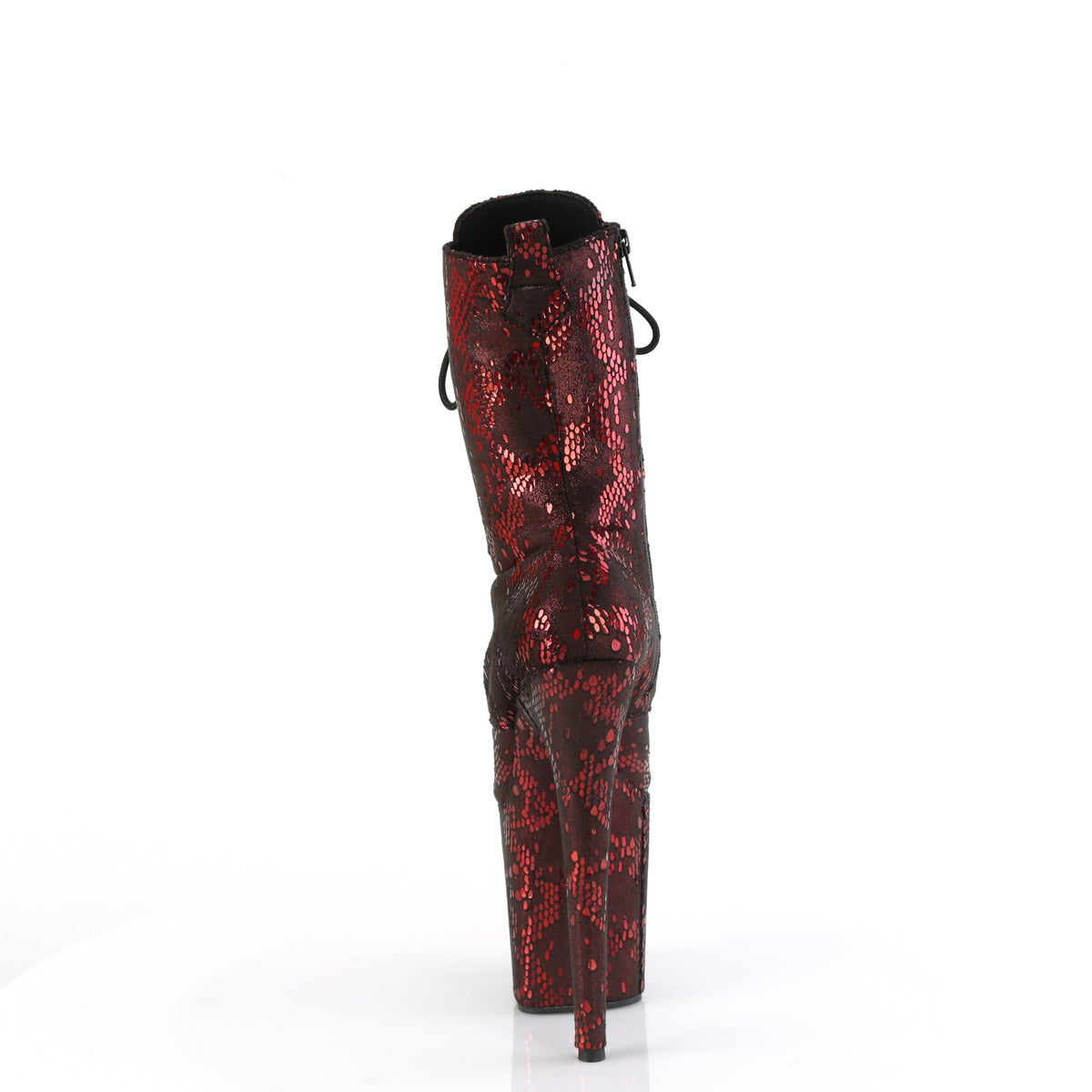 FLAMINGO-1040SPF Pleaser Red Metallic Snake Print Fabric Platform Shoes [Pole Dancing Ankle Boots]