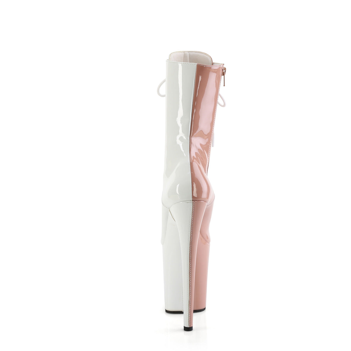 FLAMINGO-1040TT Pleaser Blush-White Patent/Blush-White Platform Shoes [Pole Dancing Ankle Boots]