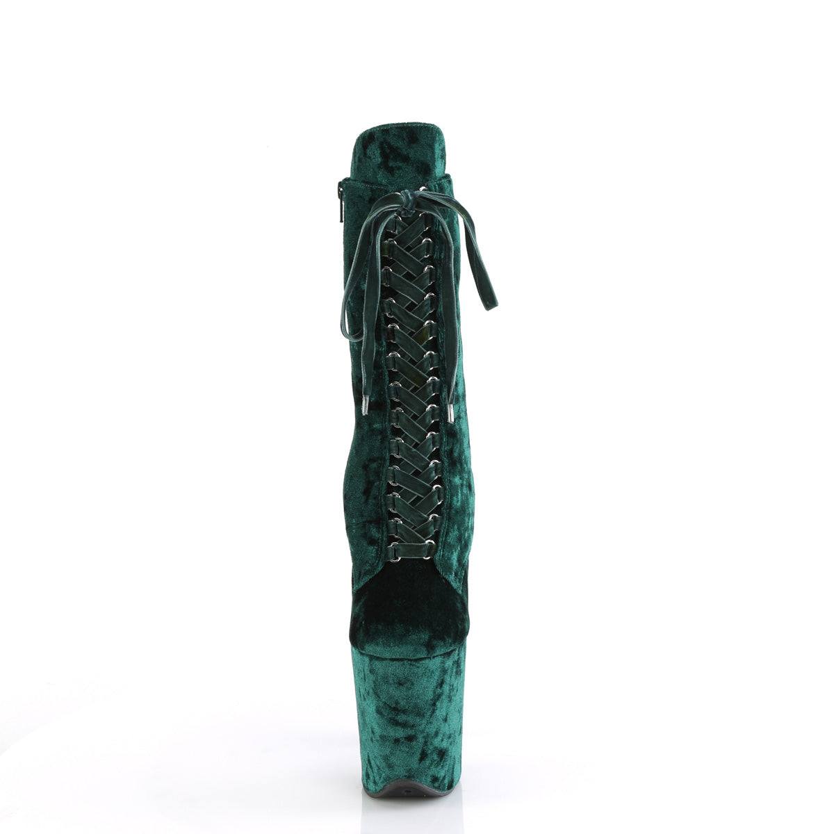 FLAMINGO-1045VEL Pleaser Emerald Green Velvet/Emerald Green Velvet Platform Shoes [Pole Dancing Ankle Boots]