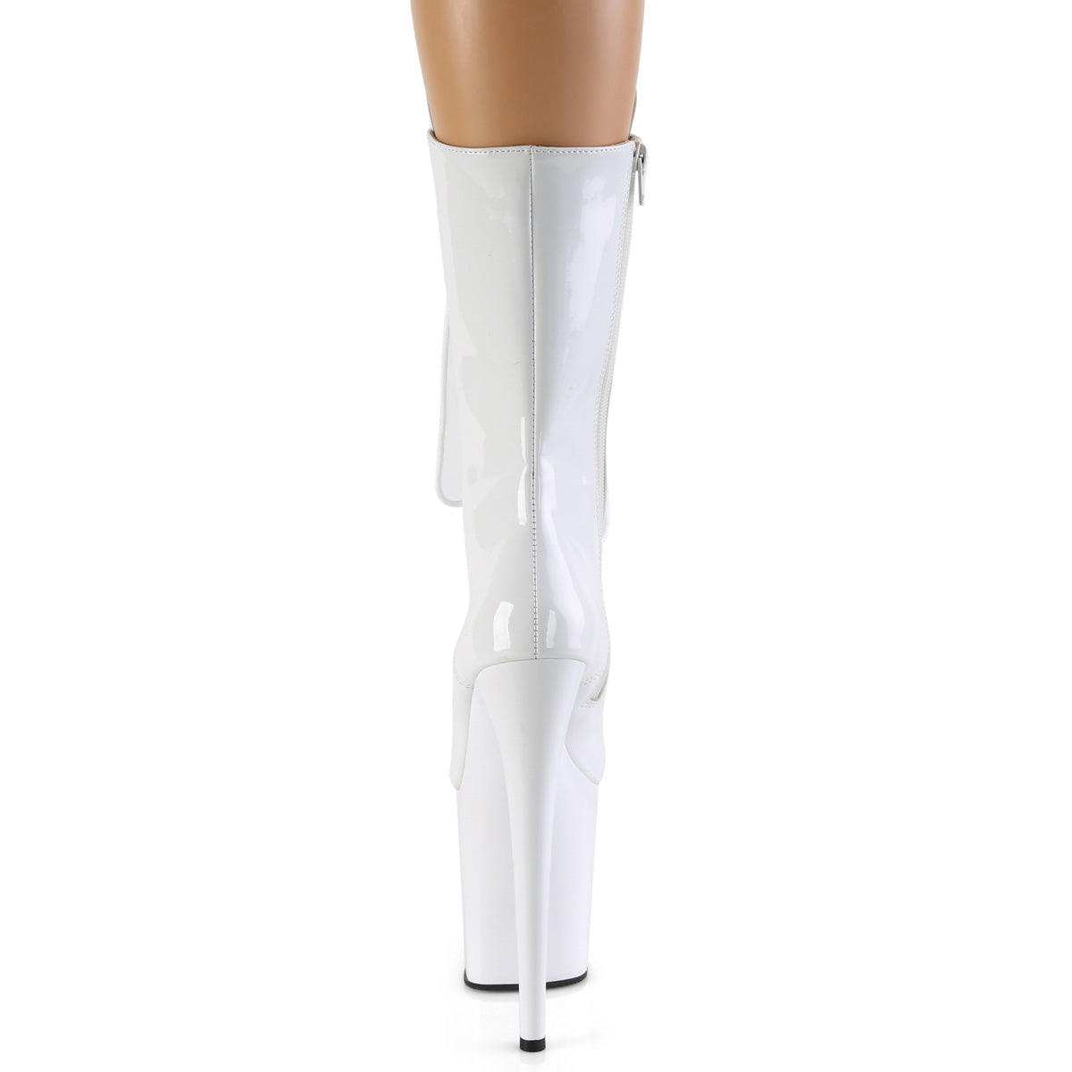 FLAMINGO-1050 Pleaser White Patent/White Platform Shoes [Pole Dancing Ankle Boots]