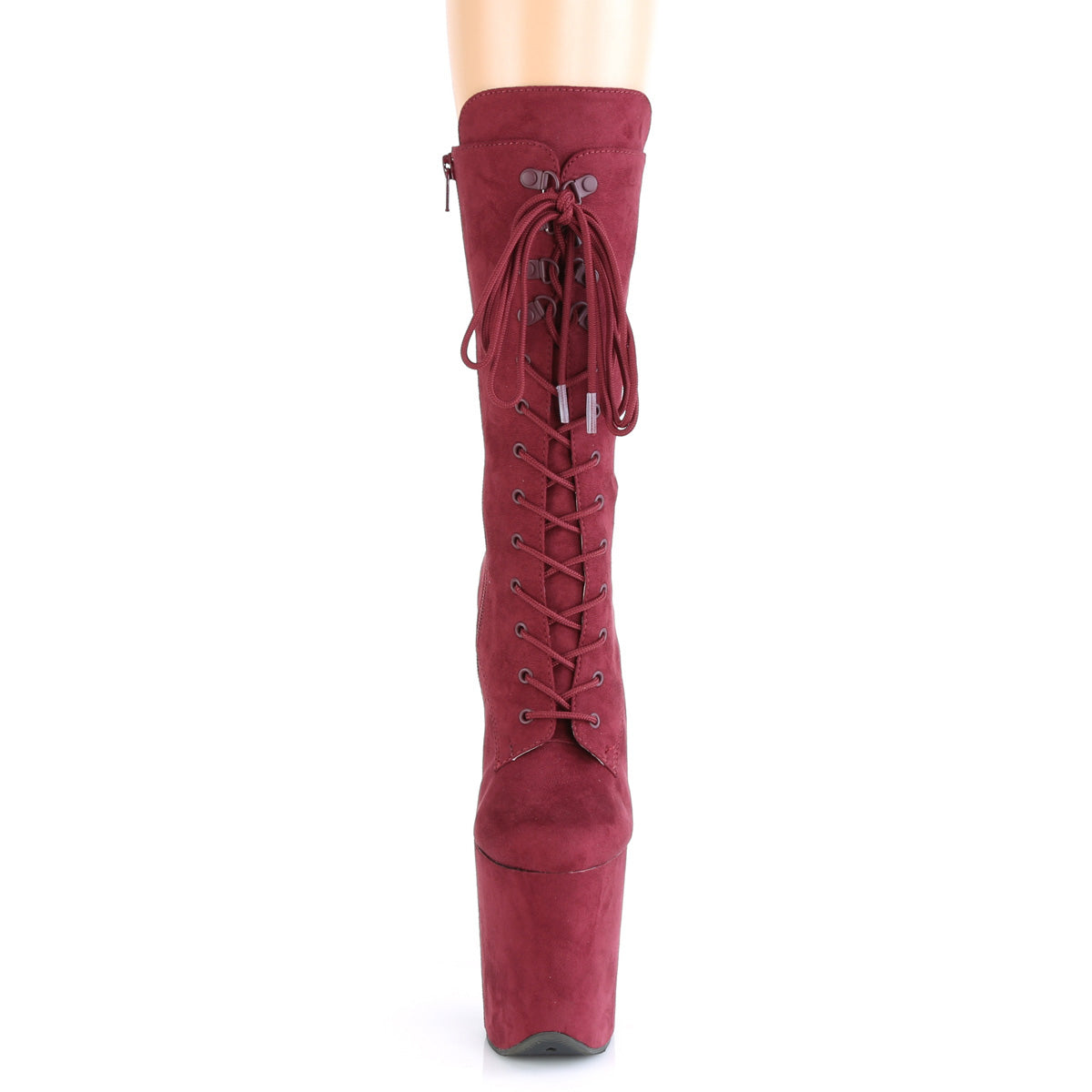 FLAMINGO-1050FS Pleaser Burgundy Faux Suede/Burgundy Faux Suede Platform Shoes [Pole Dancing Ankle Boots]