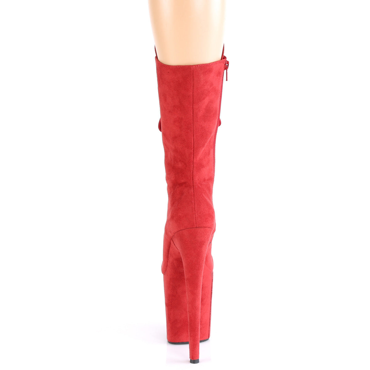 FLAMINGO-1050FS Pleaser Red Faux Suede/Red Faux Suede Platform Shoes [Pole Dancing Ankle Boots]