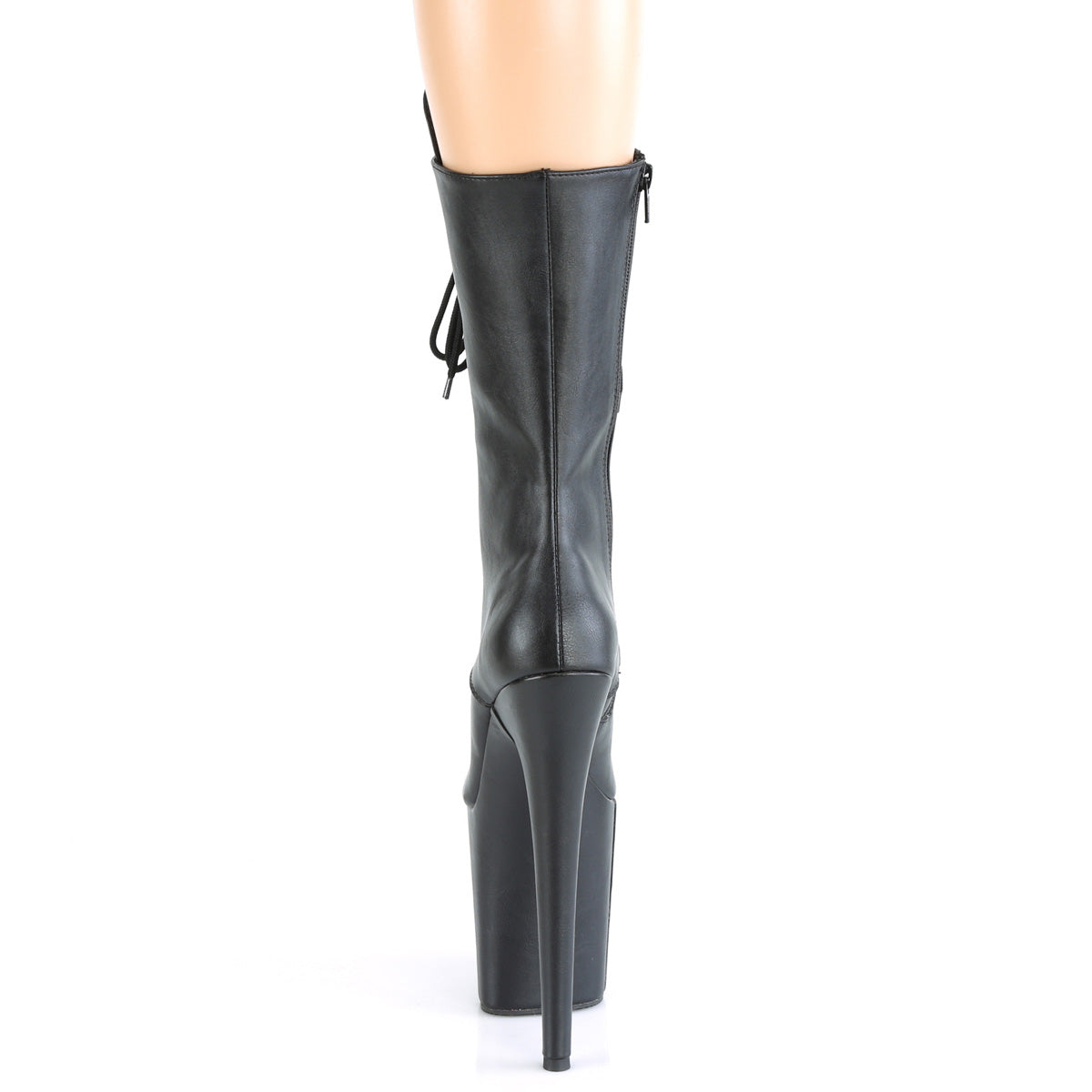 FLAMINGO-1050WR Pleaser Black Faux Leather/Black Faux Leather Platform Shoes [Pole Dancing Ankle Boots]