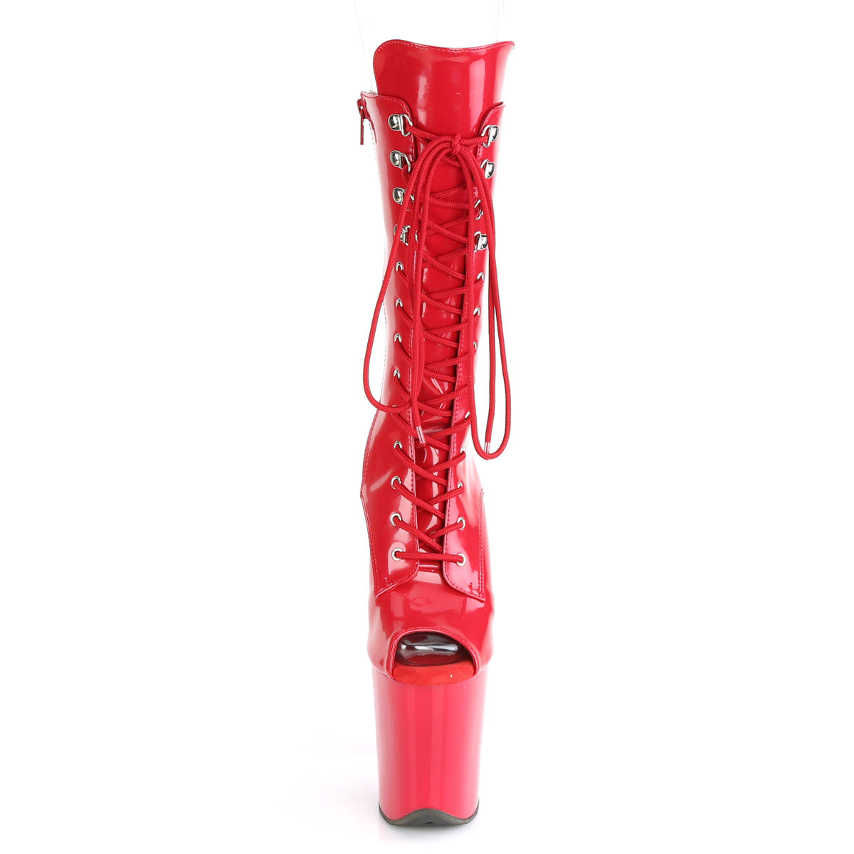 FLAMINGO-1051 Pleaser Red Patent/Red Platform Shoes [Pole Dancing Ankle Boots]