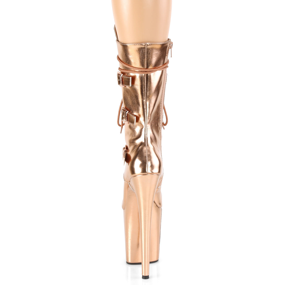 FLAMINGO-1053 Pleaser Rose Gold Metallic Pu/Rose Gold Metallic Pu Platform Shoes [Pole Dancing Ankle Boots]