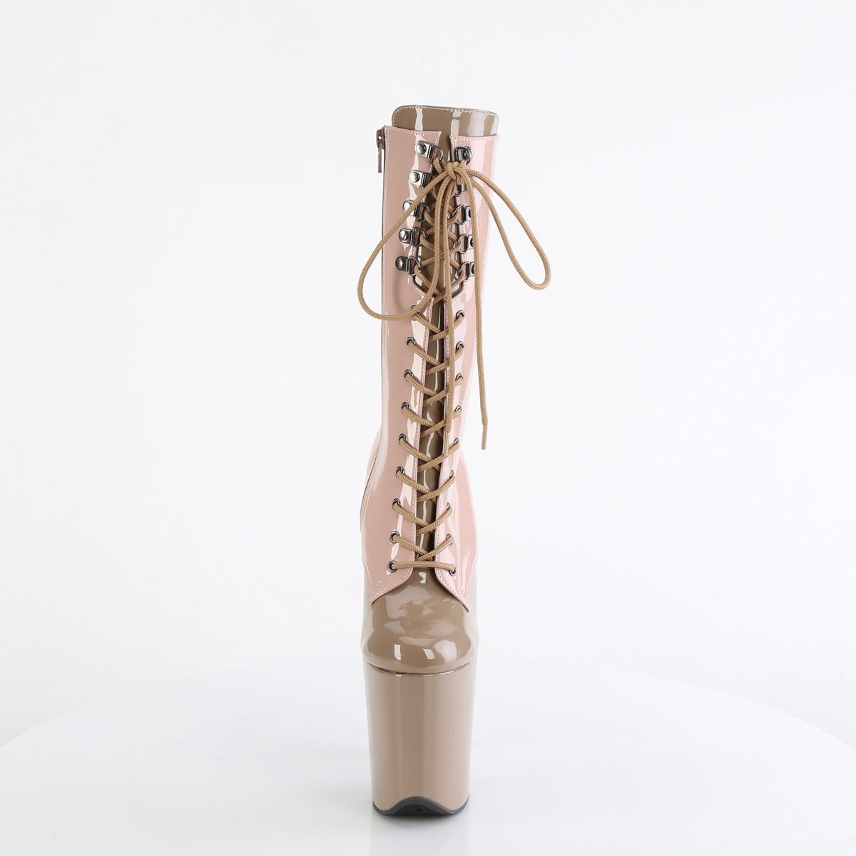 FLAMINGO-1054DC Pleaser Dusty Pink-Sand Patent/Dusty Pink-Sand Platform Shoes [Pole Dancing Ankle Boots]