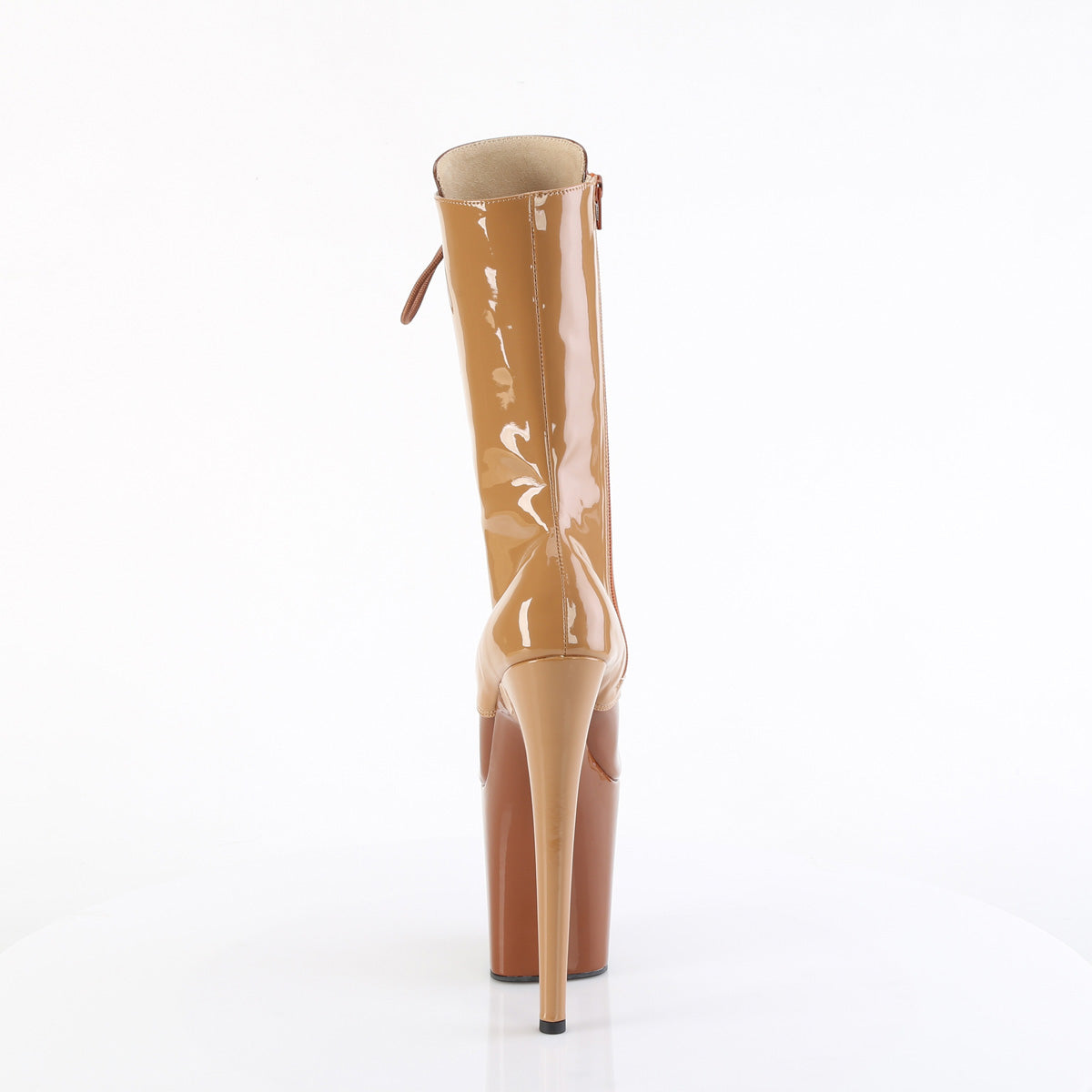 FLAMINGO-1054DC Pleaser Toffee-Caramel Patent/Toffee Caramel Platform Shoes [Pole Dancing Ankle Boots]