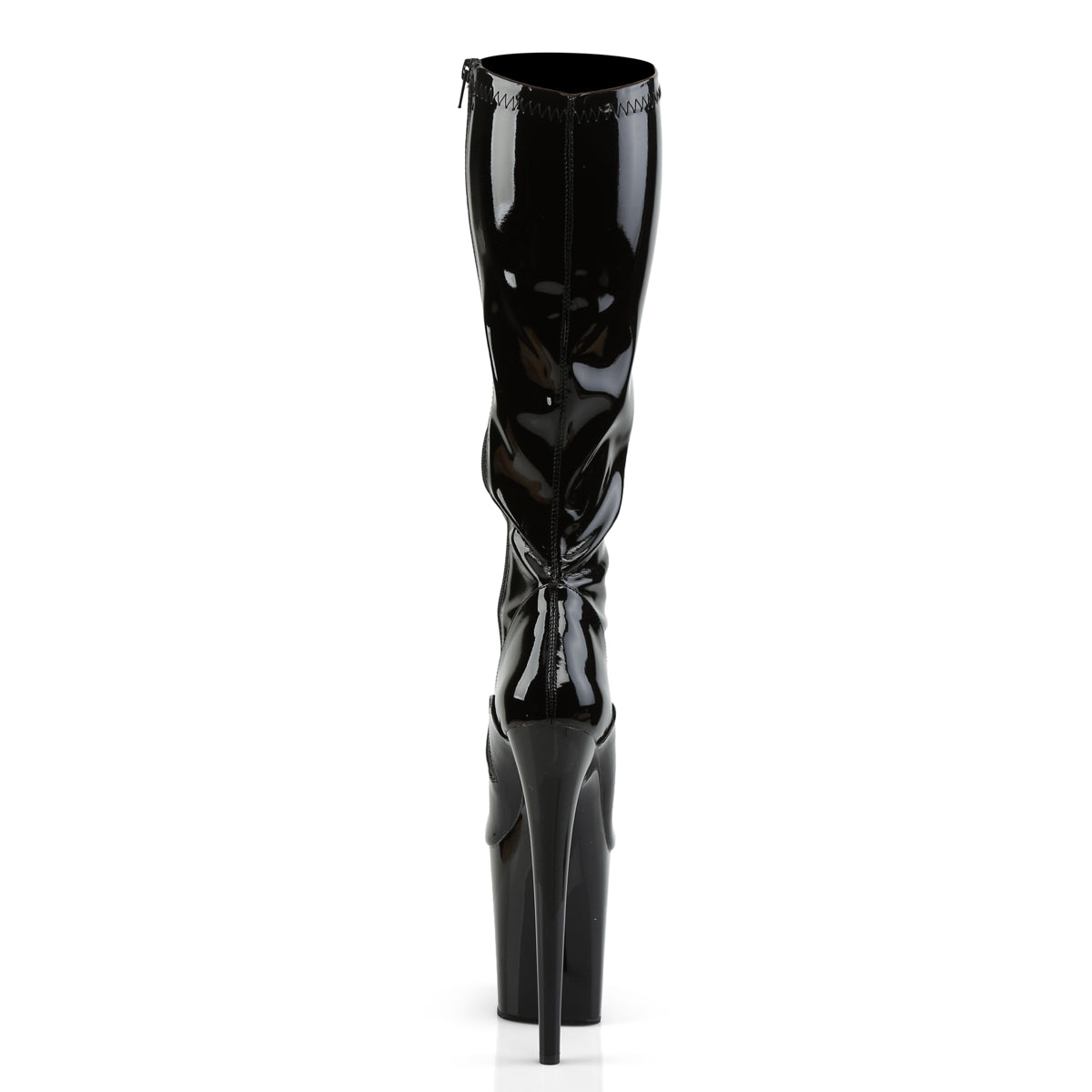 FLAMINGO-2000 Pleaser Black Stretch Patent/Black Platform Shoes [Knee High Boots]