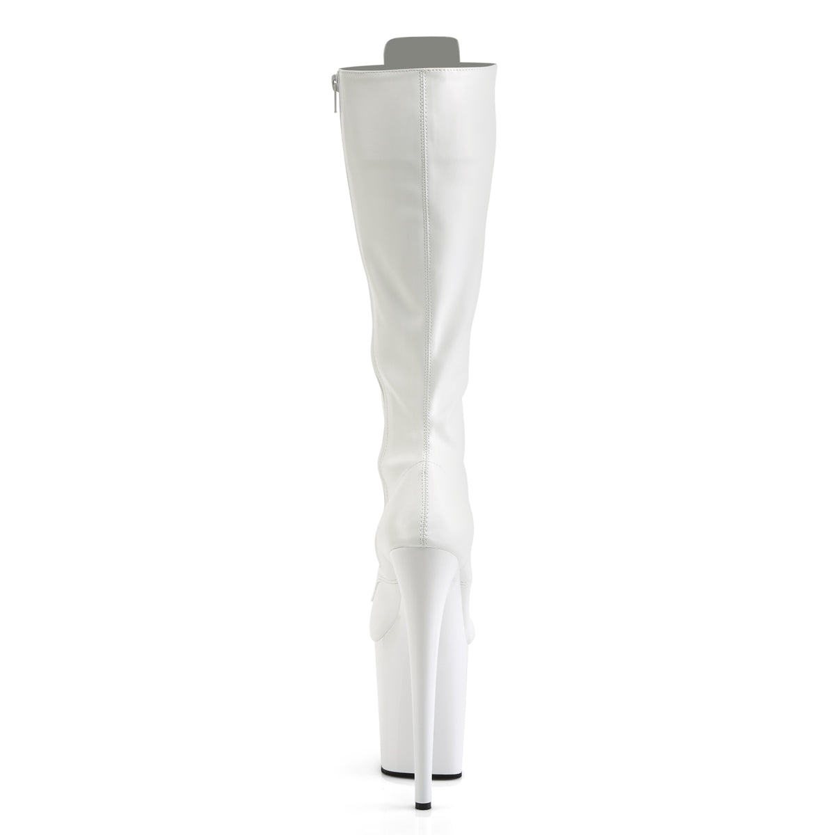 FLAMINGO-2023 Pleaser White Stretch Faux Leather/White Platform Shoes [Knee High Boots]