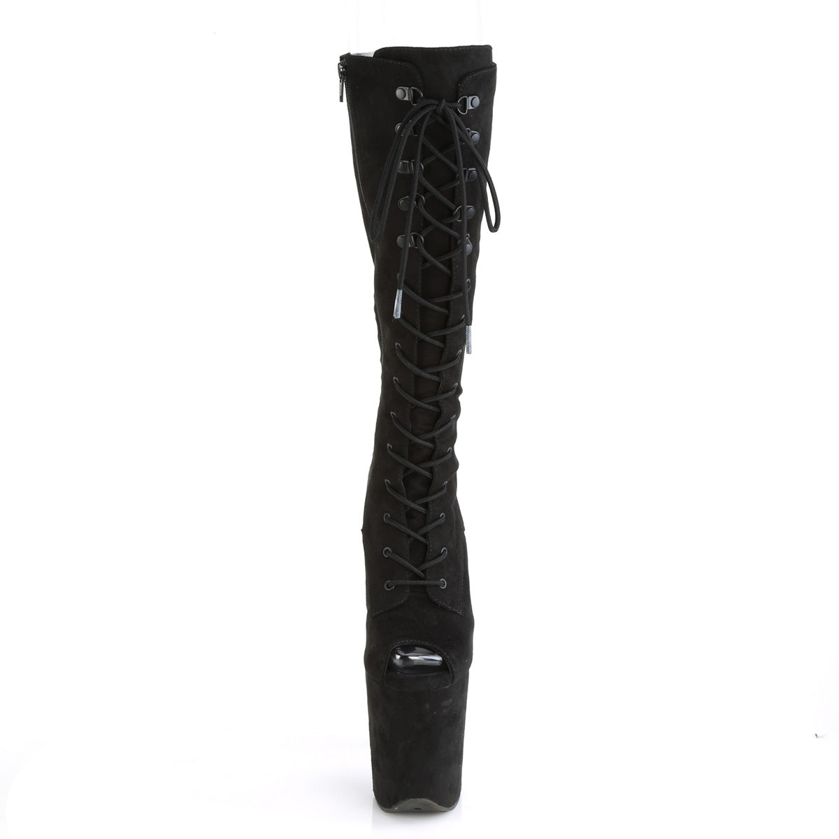 FLAMINGO-2051FS Pleaser Black Faux Suede/Black Faux Suede Platform Shoes [Knee High Boots]