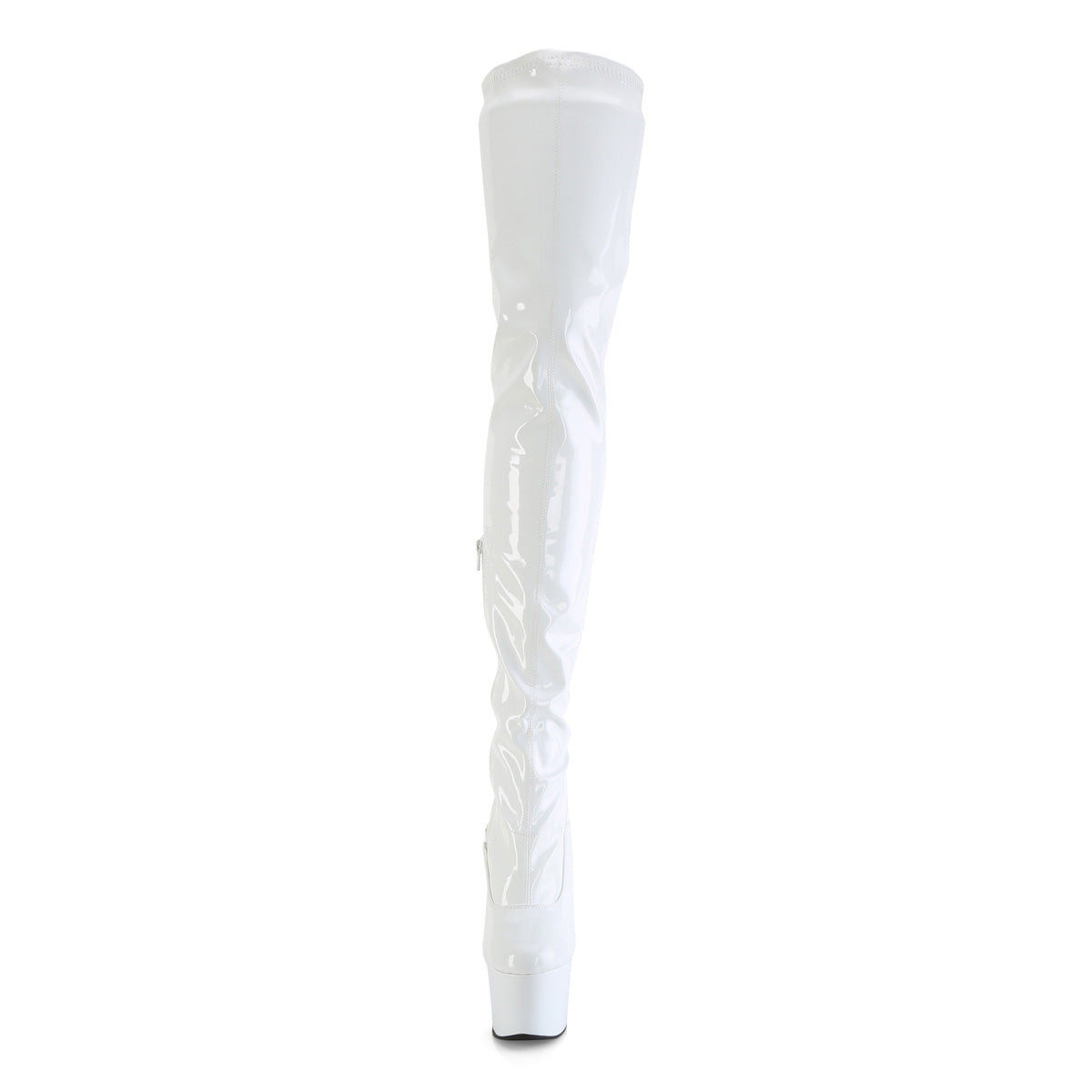 FLAMINGO-3000 Pleaser White Stretch Patent/White Platform Shoes [Thigh High Boots]