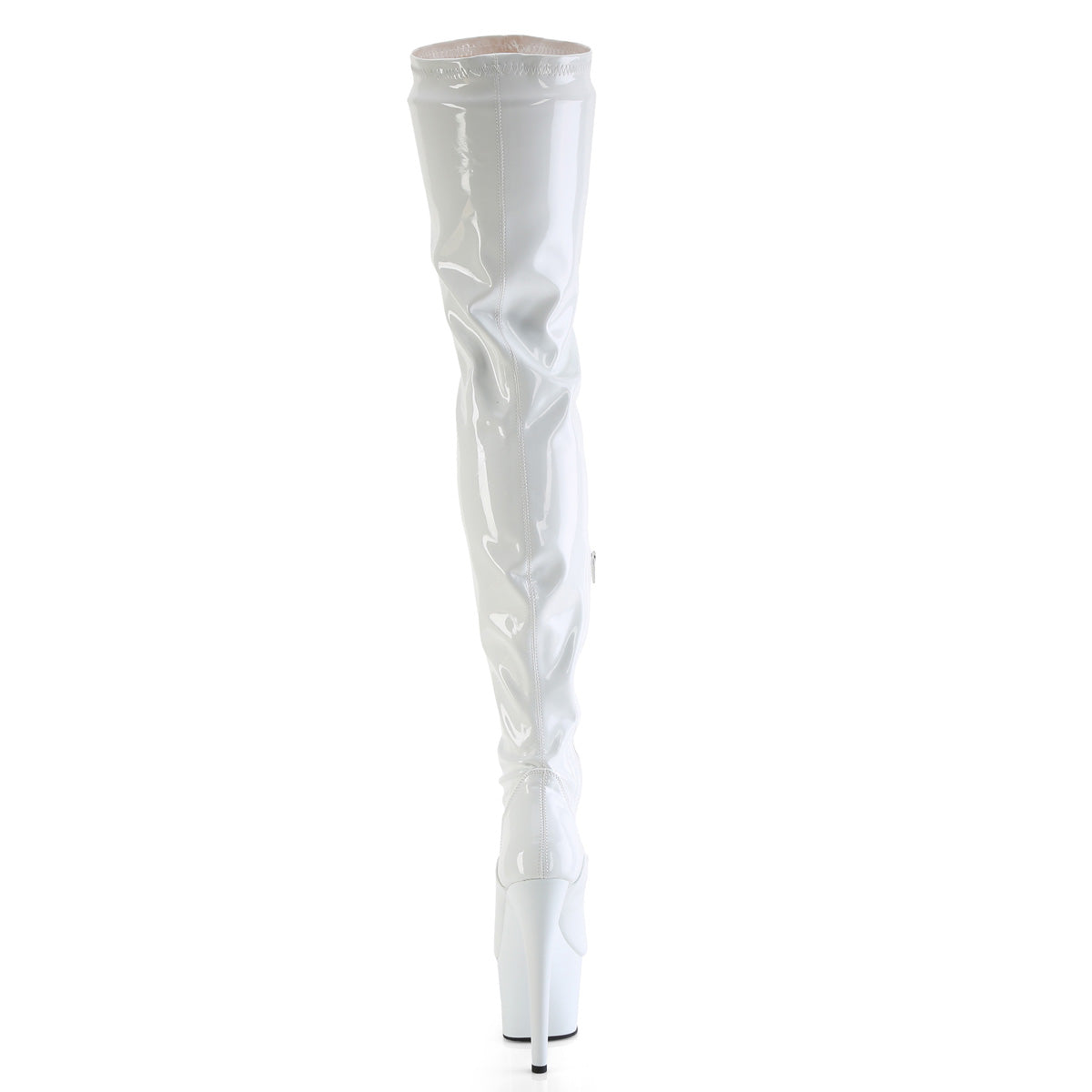 FLAMINGO-3000 Pleaser White Stretch Patent/White Platform Shoes [Thigh High Boots]