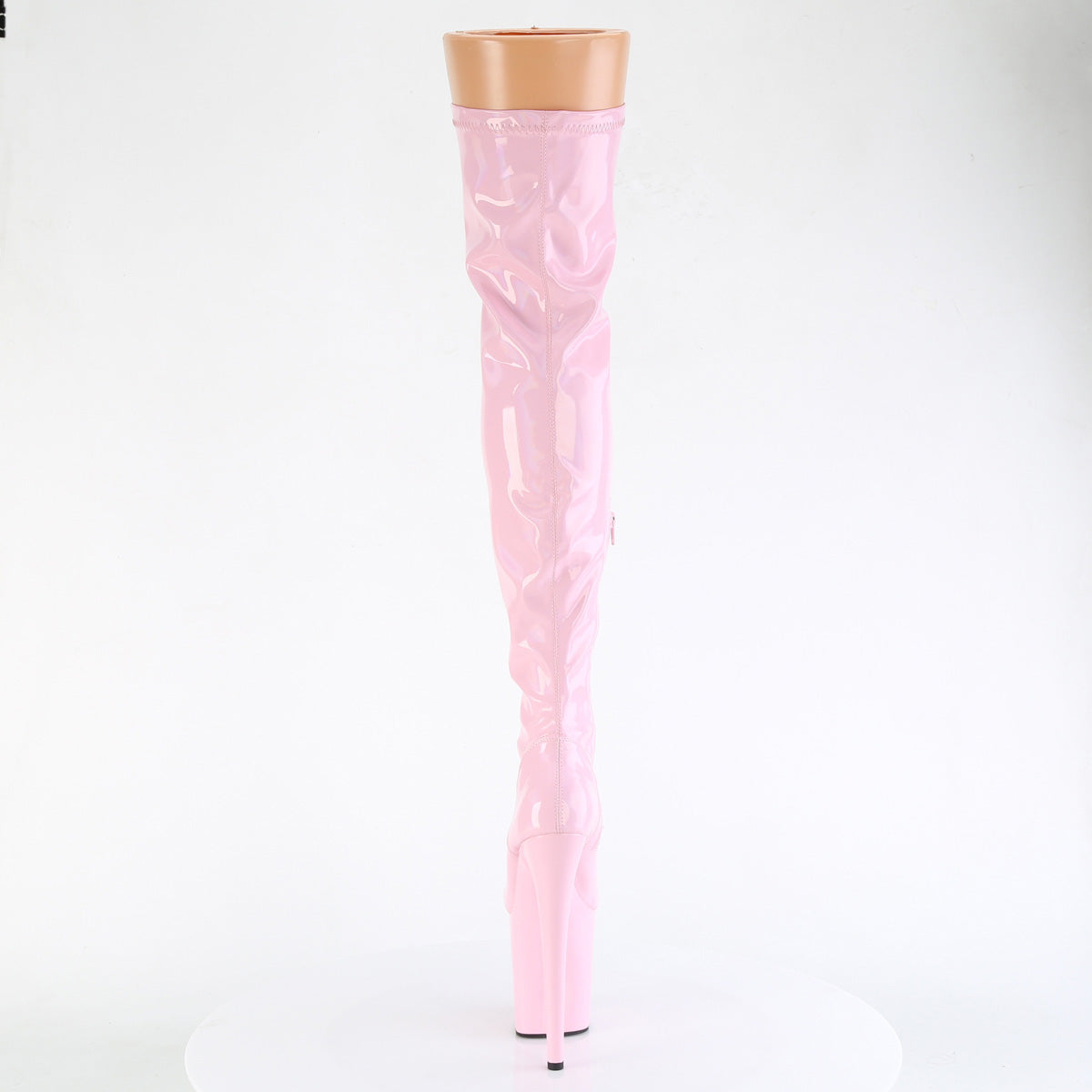 FLAMINGO-3000HWR Pleaser B Pink Stretch Holo/B Pink Holo Platform Shoes [Thigh High Boots]