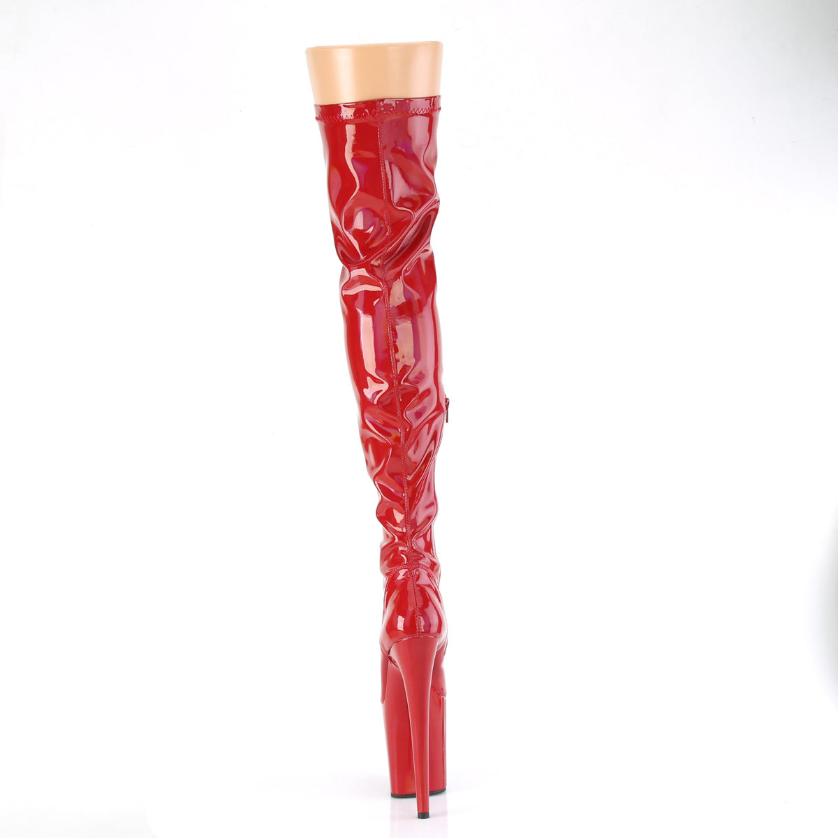 FLAMINGO-3000HWR Pleaser Red Stretch Holo/Red Holo Platform Shoes [Thigh High Boots]
