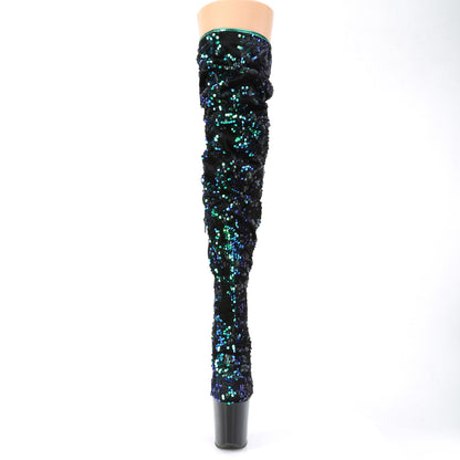 FLAMINGO-3004 Pleaser Green Iridescent Sequins Sexy Platform Shoes (Pole Dancing Heels)