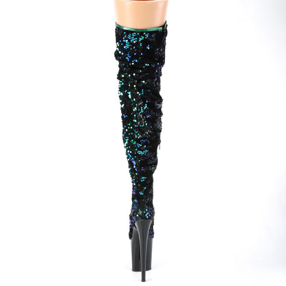 FLAMINGO-3004 Pleaser Green Iridescent Sequins Sexy Platform Shoes (Pole Dancing Heels)