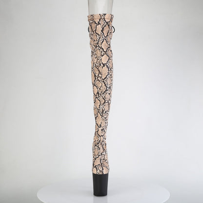 flamingo 3008sp bt pleaser stripper shoes tan brown snake print blk matte