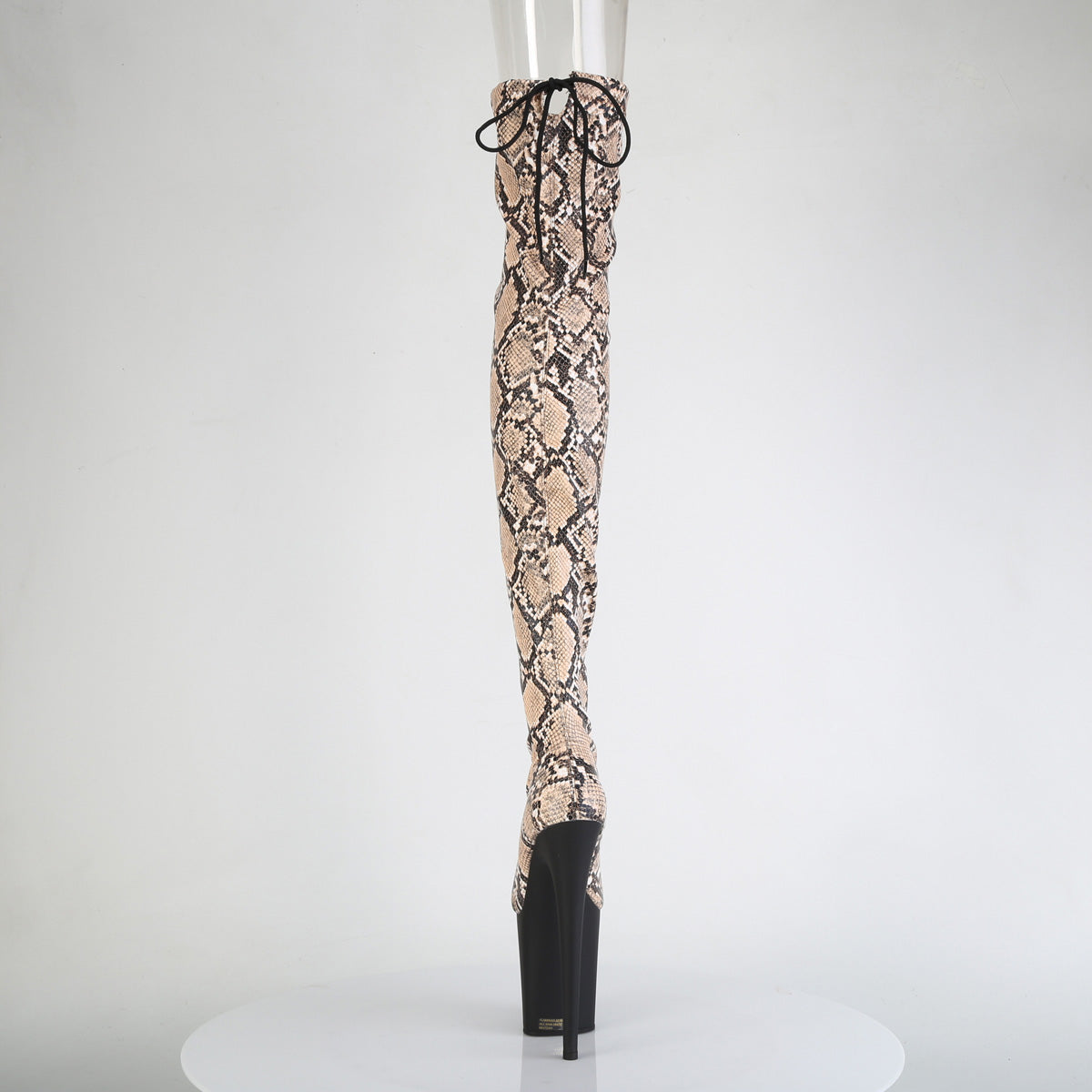 flamingo 3008sp bt pleaser stripper shoes tan brown snake print blk matte